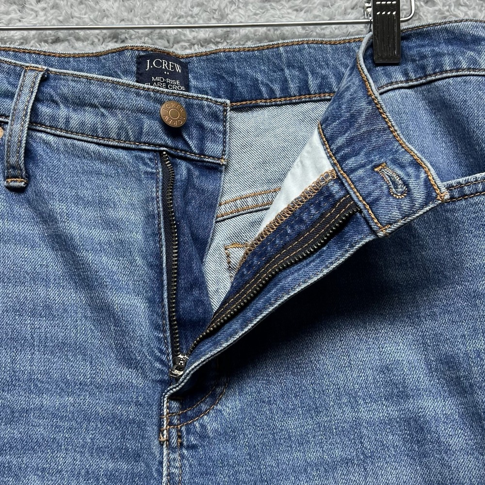 J Crew Jeans Womens 30 Blue Crop Flare Mid Rise Distressed Ripped Stretch - Picture 4 of 11